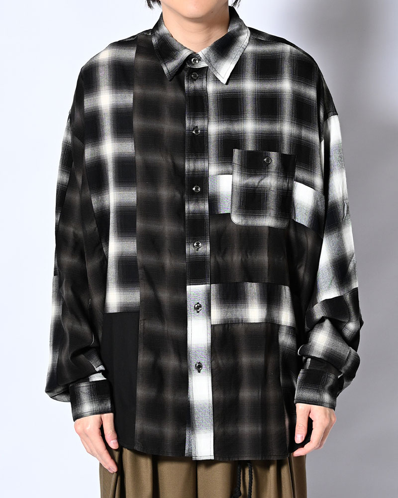 PATCHWORK OVER SHIRT -OMBRE CHECK-
