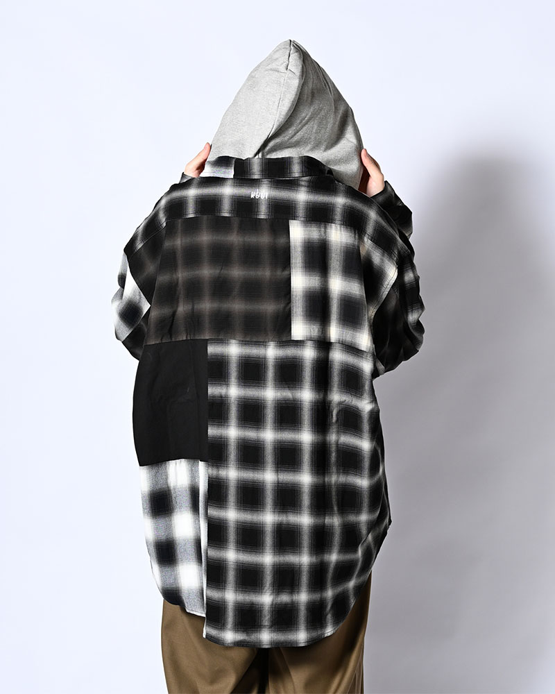 PATCHWORK OVER SHIRT -OMBRE CHECK-