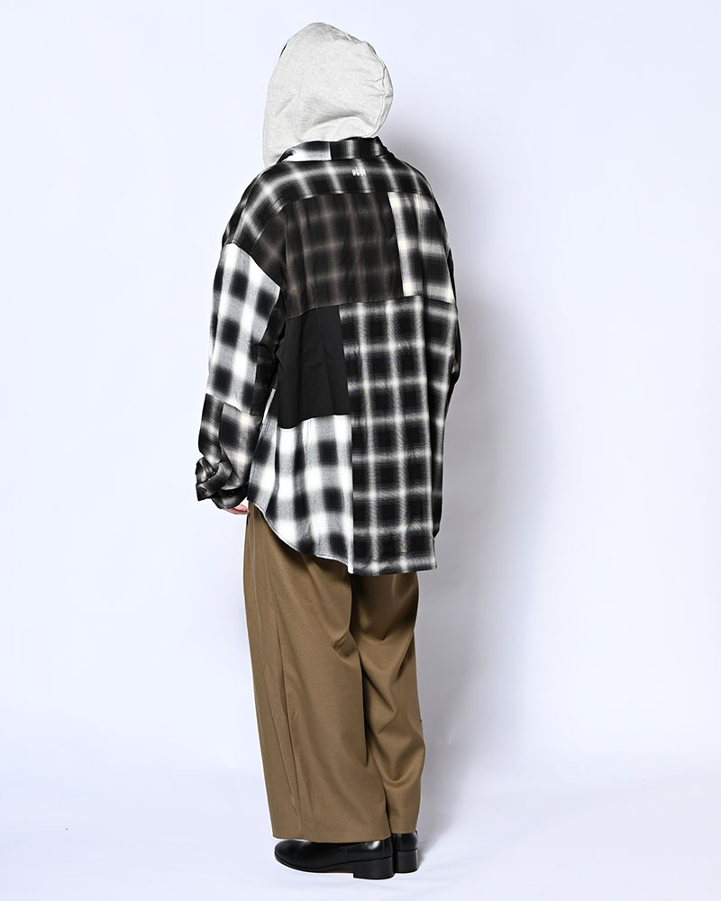 PATCHWORK OVER SHIRT -OMBRE CHECK-
