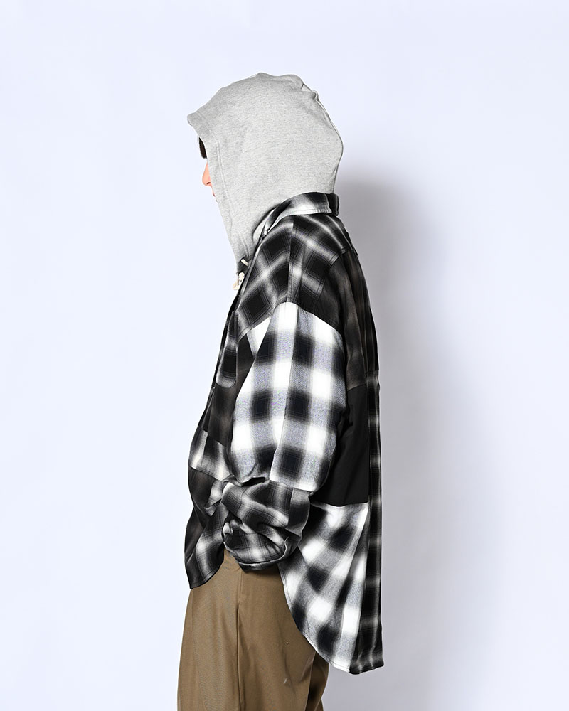 PATCHWORK OVER SHIRT -OMBRE CHECK-