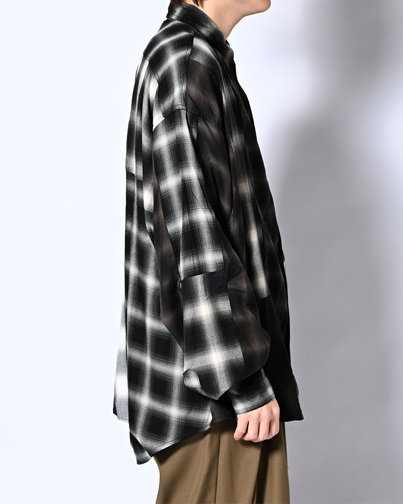 PATCHWORK OVER SHIRT -OMBRE CHECK-
