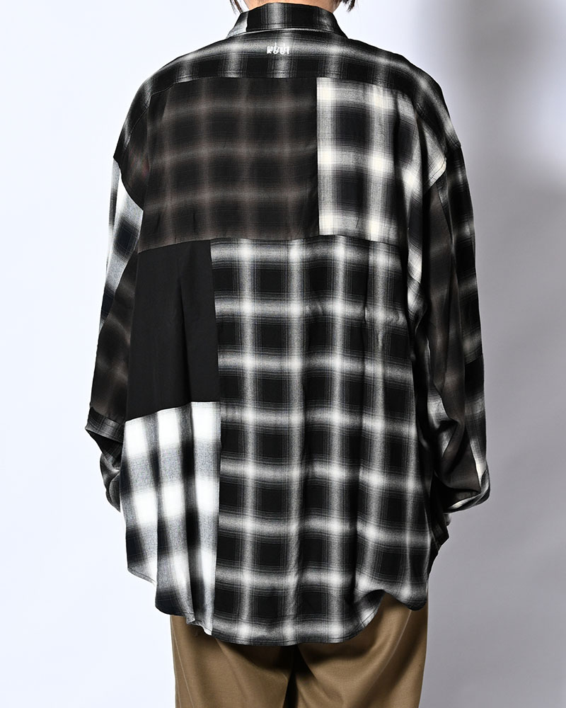 PATCHWORK OVER SHIRT -OMBRE CHECK-