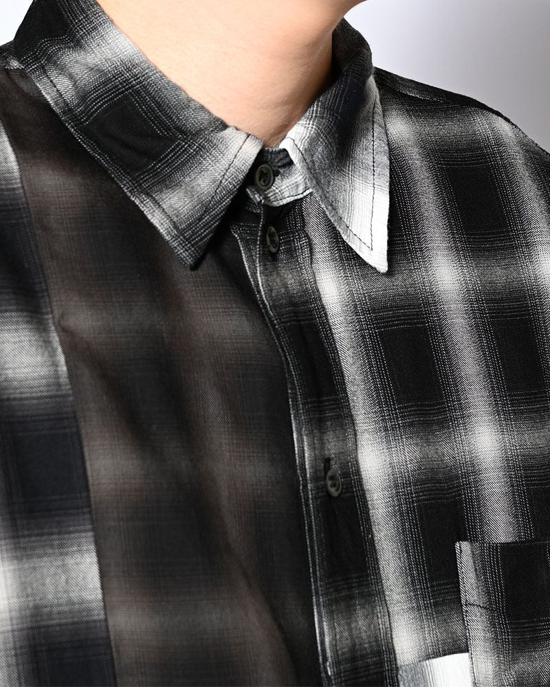 PATCHWORK OVER SHIRT -OMBRE CHECK-