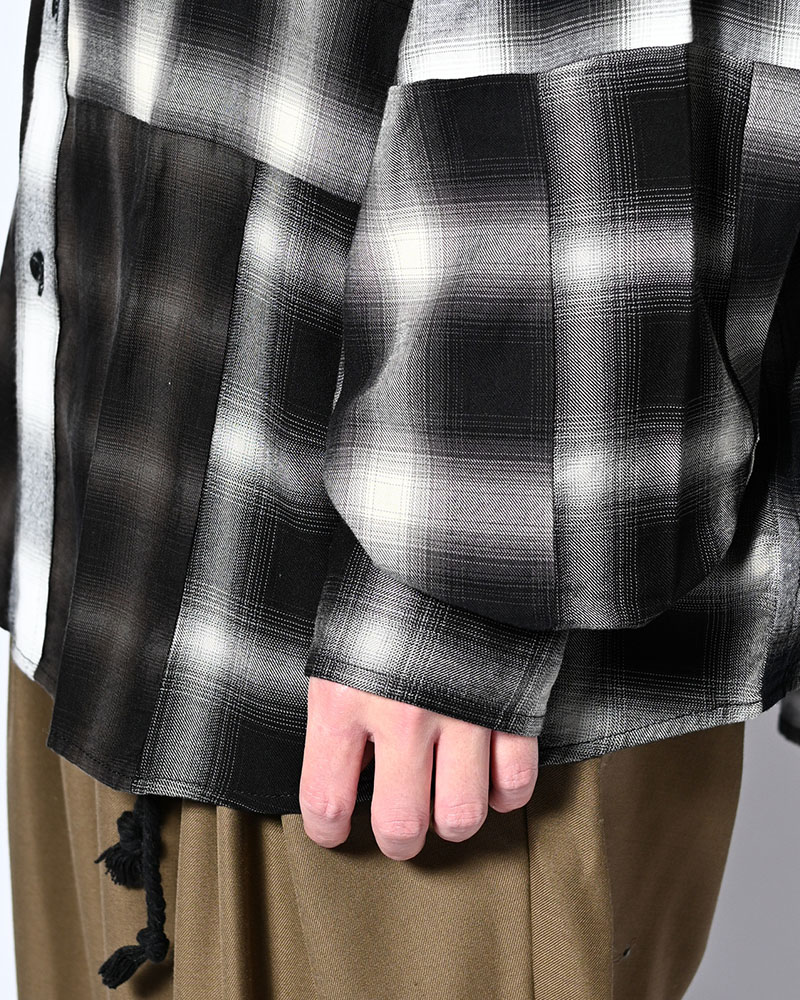 PATCHWORK OVER SHIRT -OMBRE CHECK-