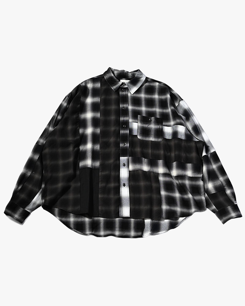 PATCHWORK OVER SHIRT -OMBRE CHECK-