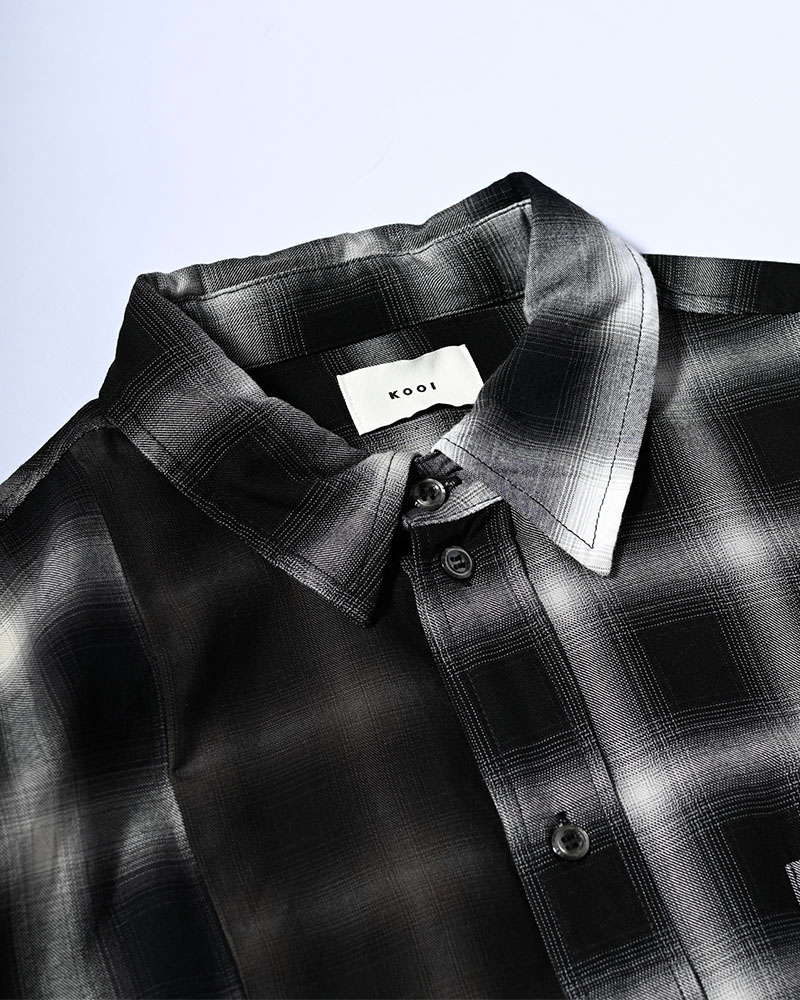 PATCHWORK OVER SHIRT -OMBRE CHECK-