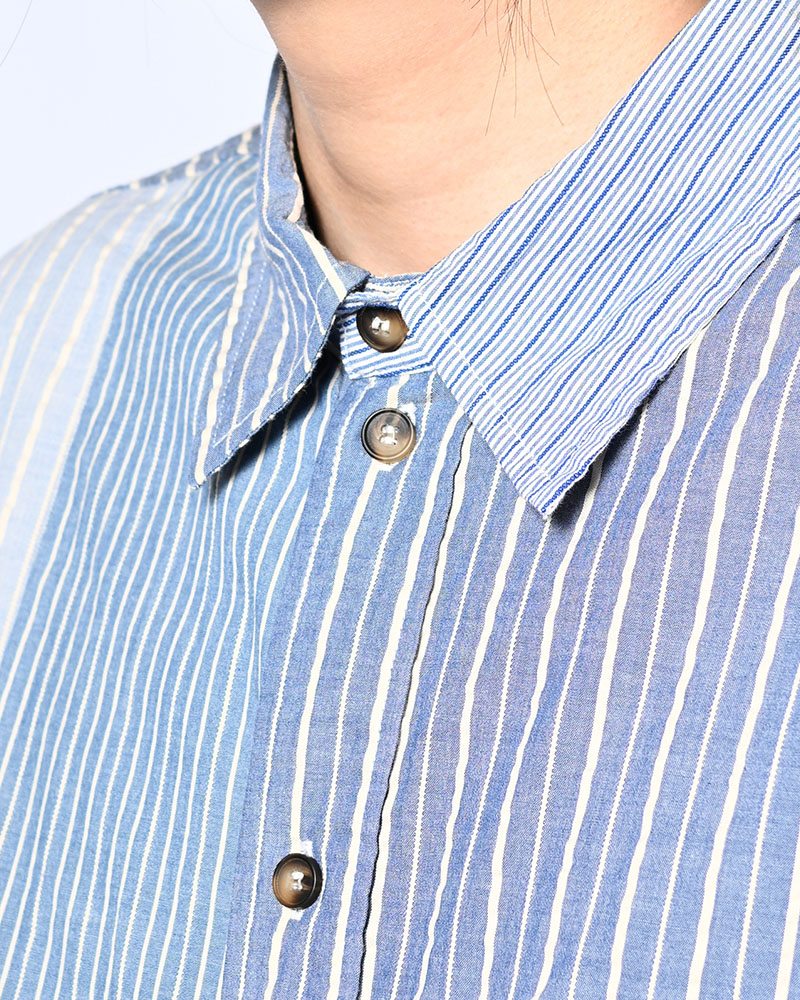 PATCHWORK OVER SHIRT -MULTI STRIPE-