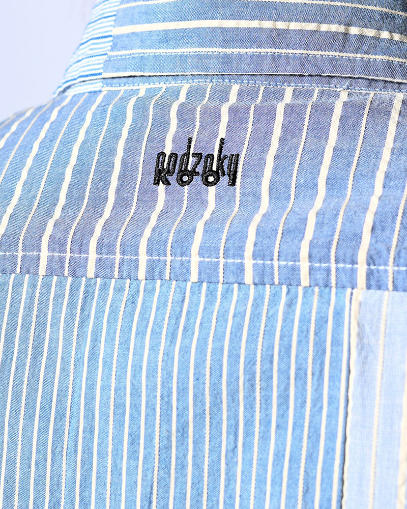 PATCHWORK OVER SHIRT -MULTI STRIPE-