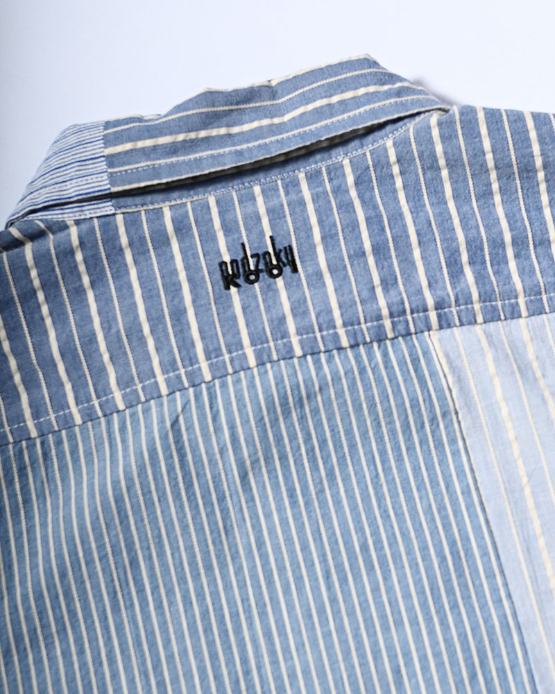 PATCHWORK OVER SHIRT -MULTI STRIPE-