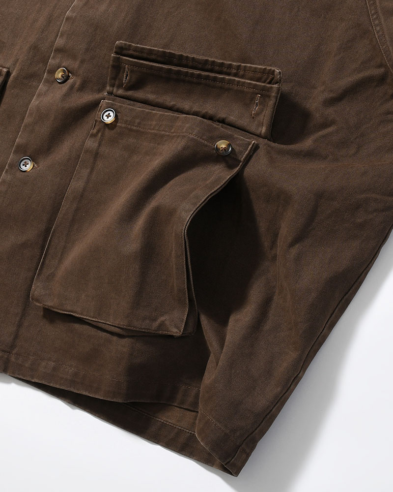 SHIRT JACKET -BROWN-