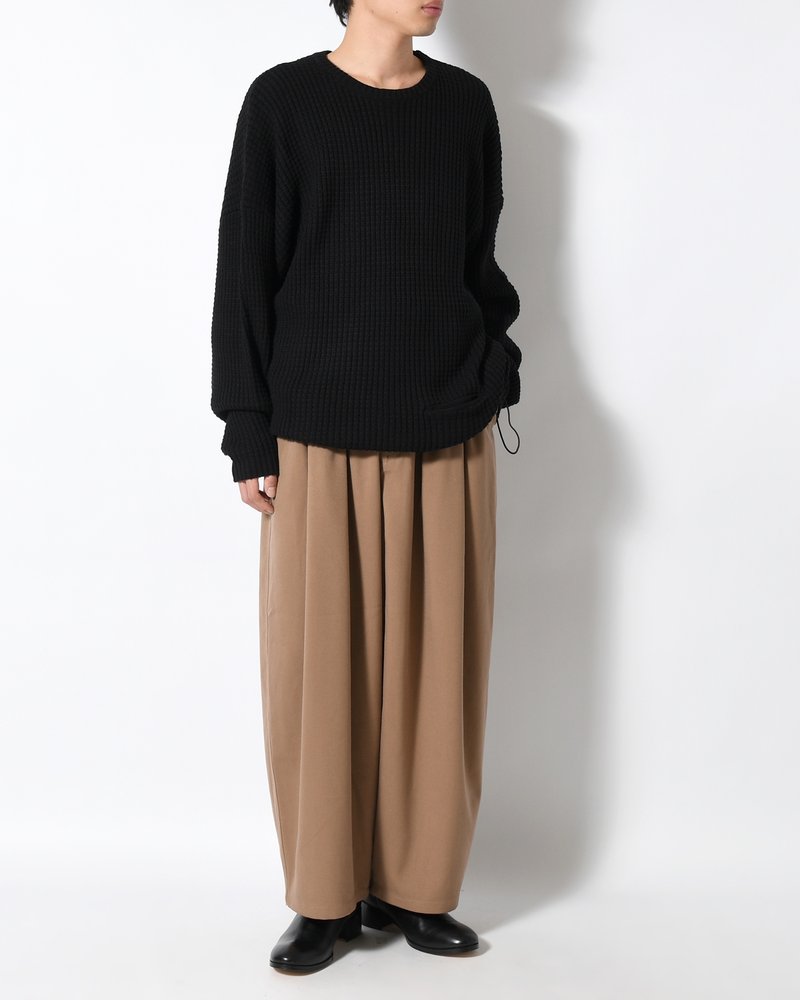 WAFFLE CREW KNIT -BLACK-