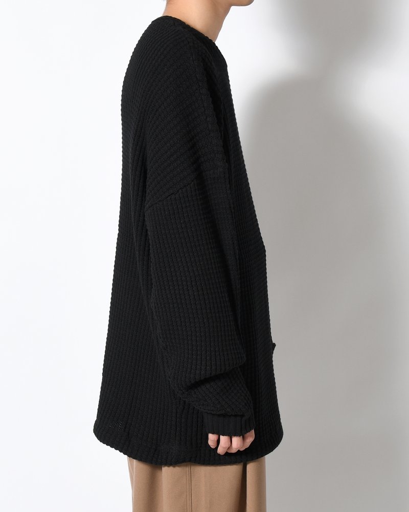 WAFFLE CREW KNIT -BLACK-