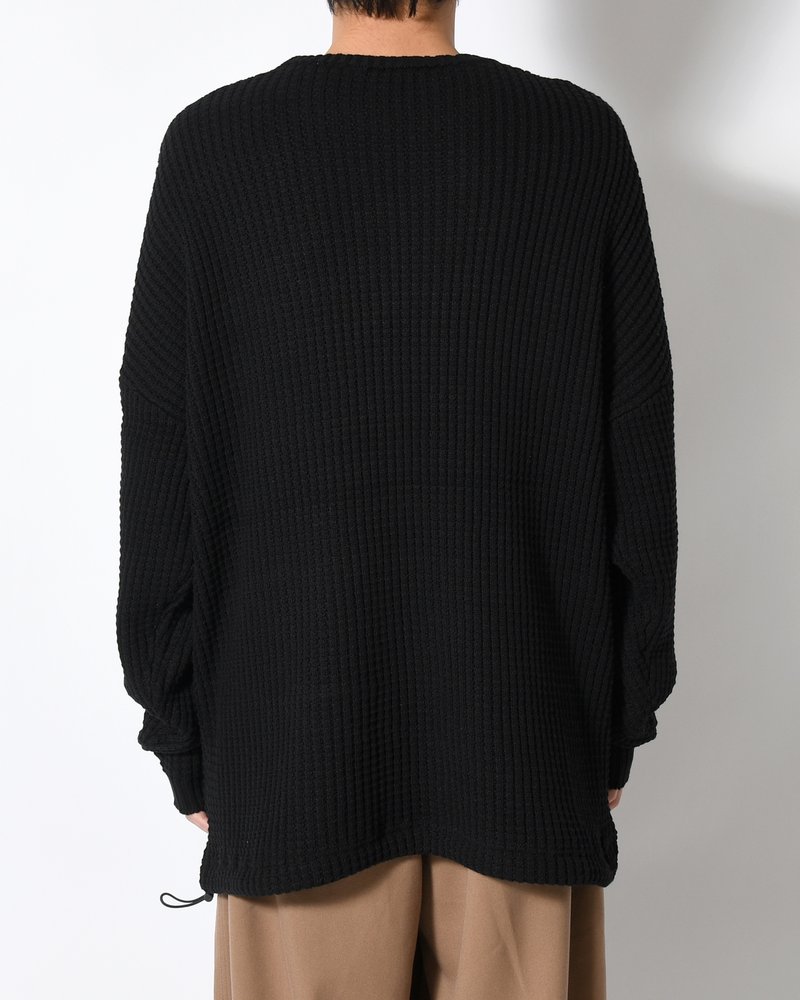 WAFFLE CREW KNIT -BLACK-
