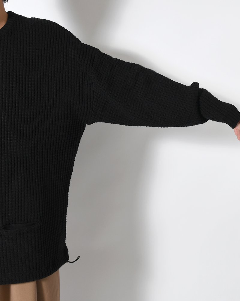 WAFFLE CREW KNIT -BLACK-