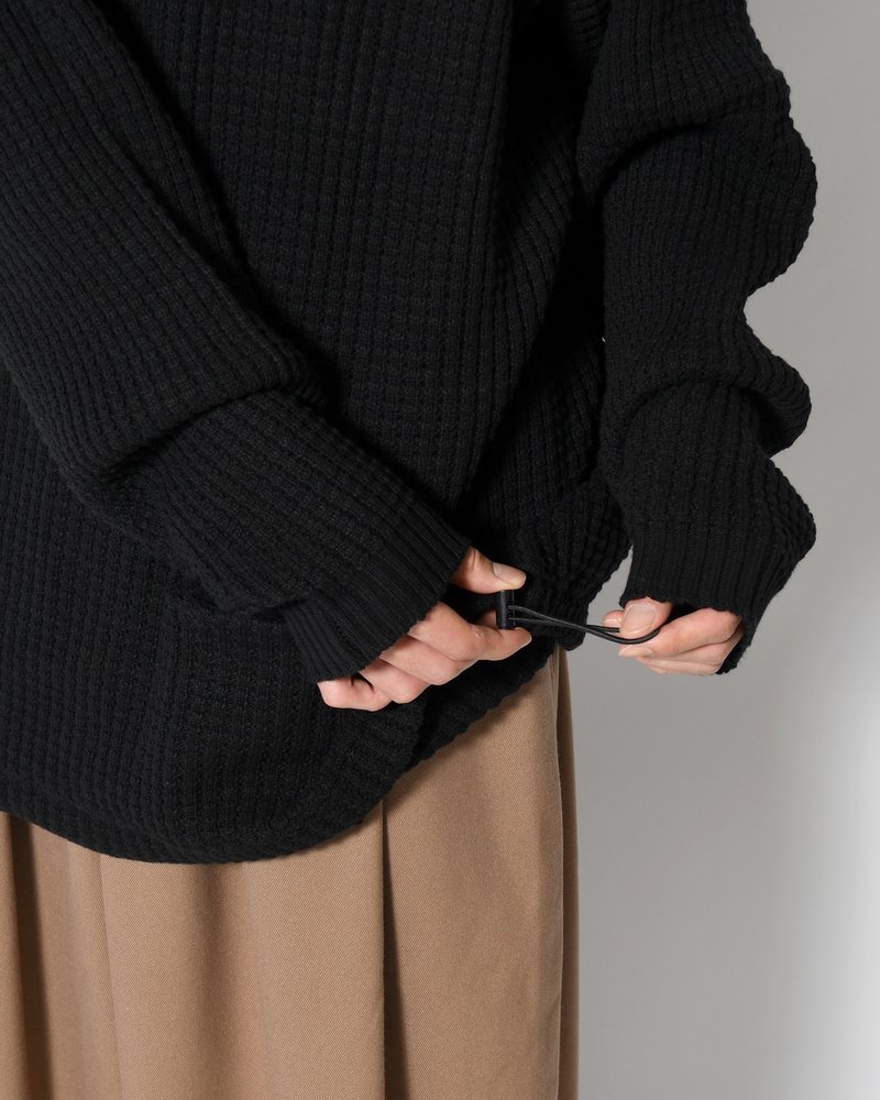 WAFFLE CREW KNIT -BLACK-