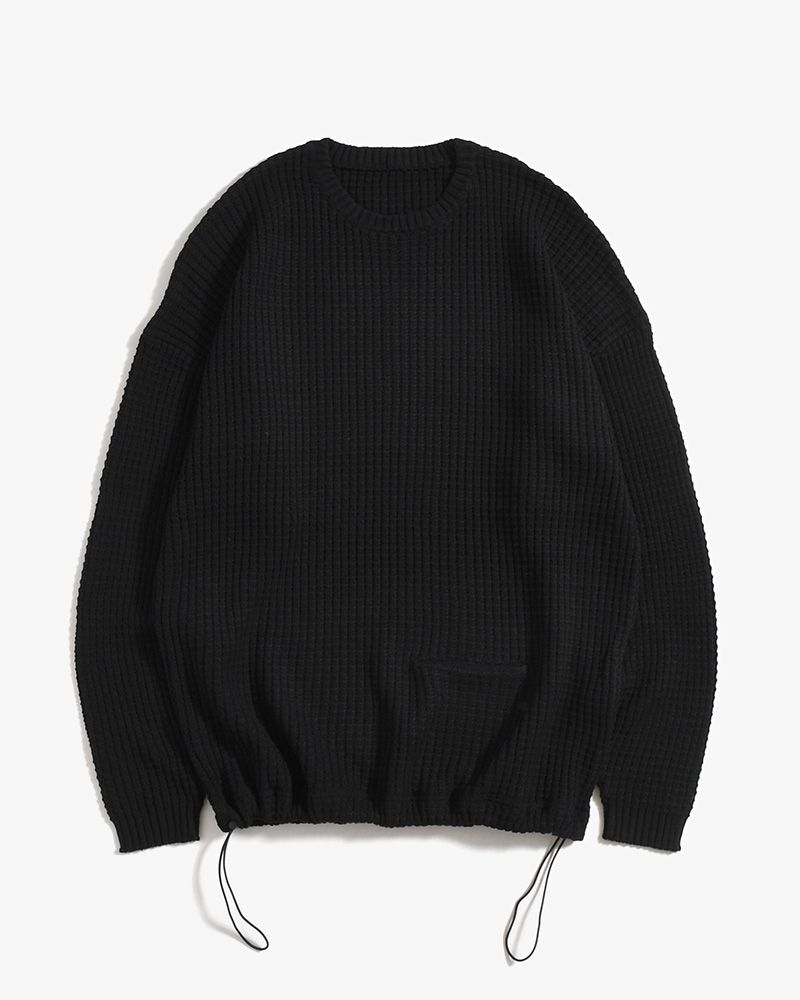 WAFFLE CREW KNIT -BLACK-
