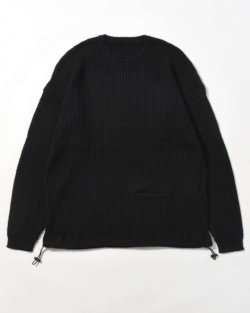 WAFFLE CREW KNIT -BLACK-