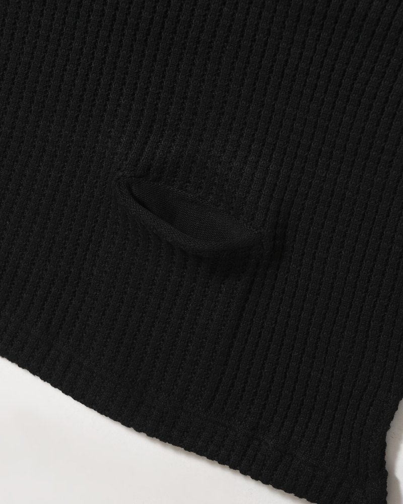 WAFFLE CREW KNIT -BLACK-