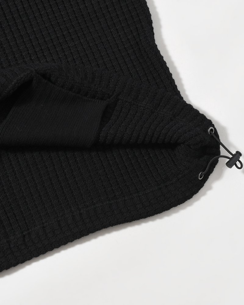 WAFFLE CREW KNIT -BLACK-