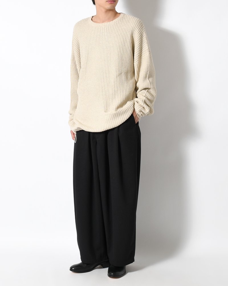 WAFFLE CREW KNIT -IVORY-