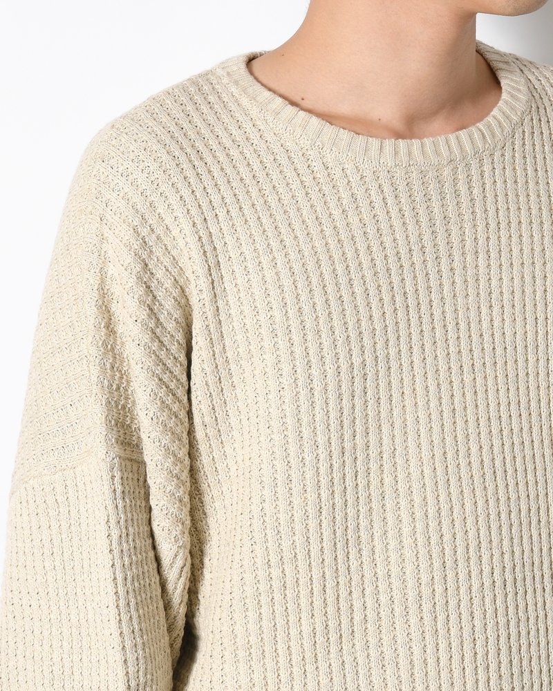 WAFFLE CREW KNIT -IVORY-