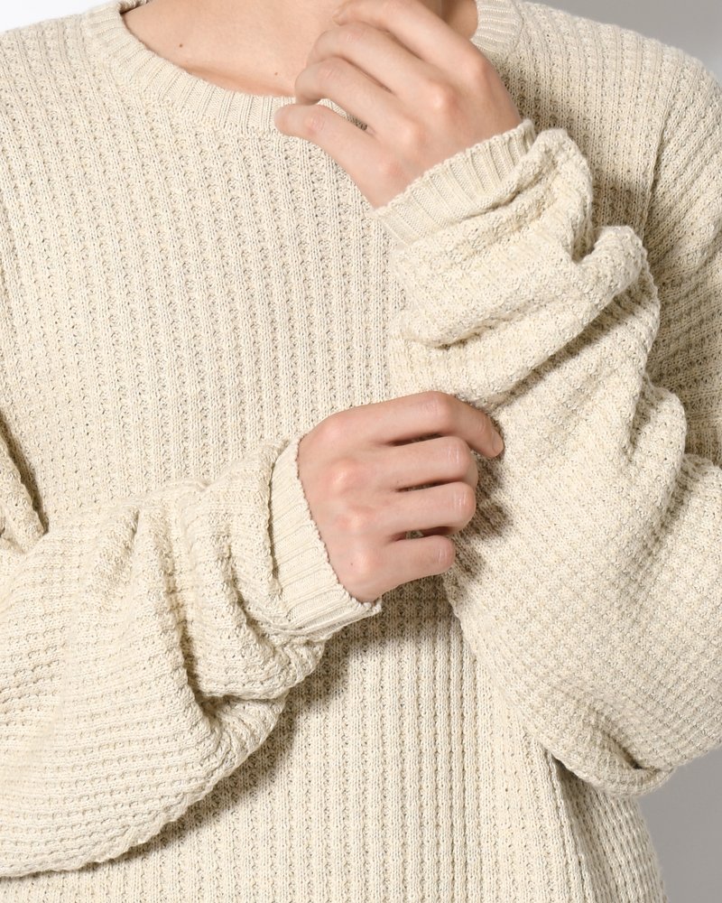 WAFFLE CREW KNIT -IVORY-