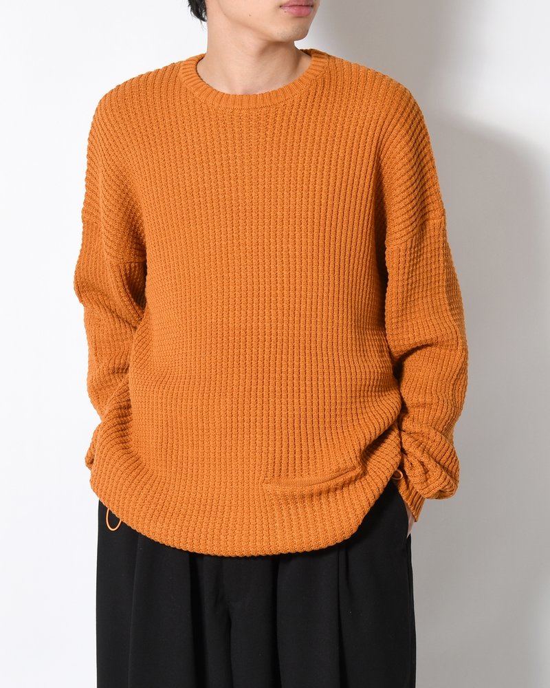 WAFFLE CREW KNIT -MUSTARD-