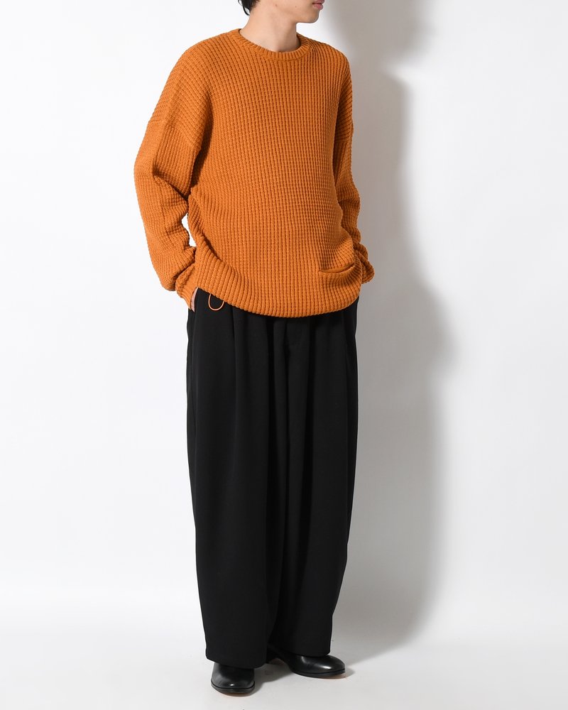 WAFFLE CREW KNIT -MUSTARD-