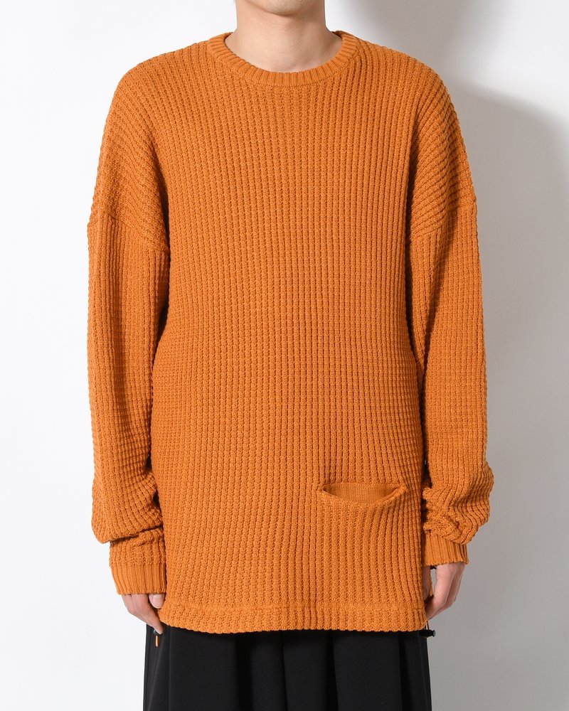 WAFFLE CREW KNIT -MUSTARD-