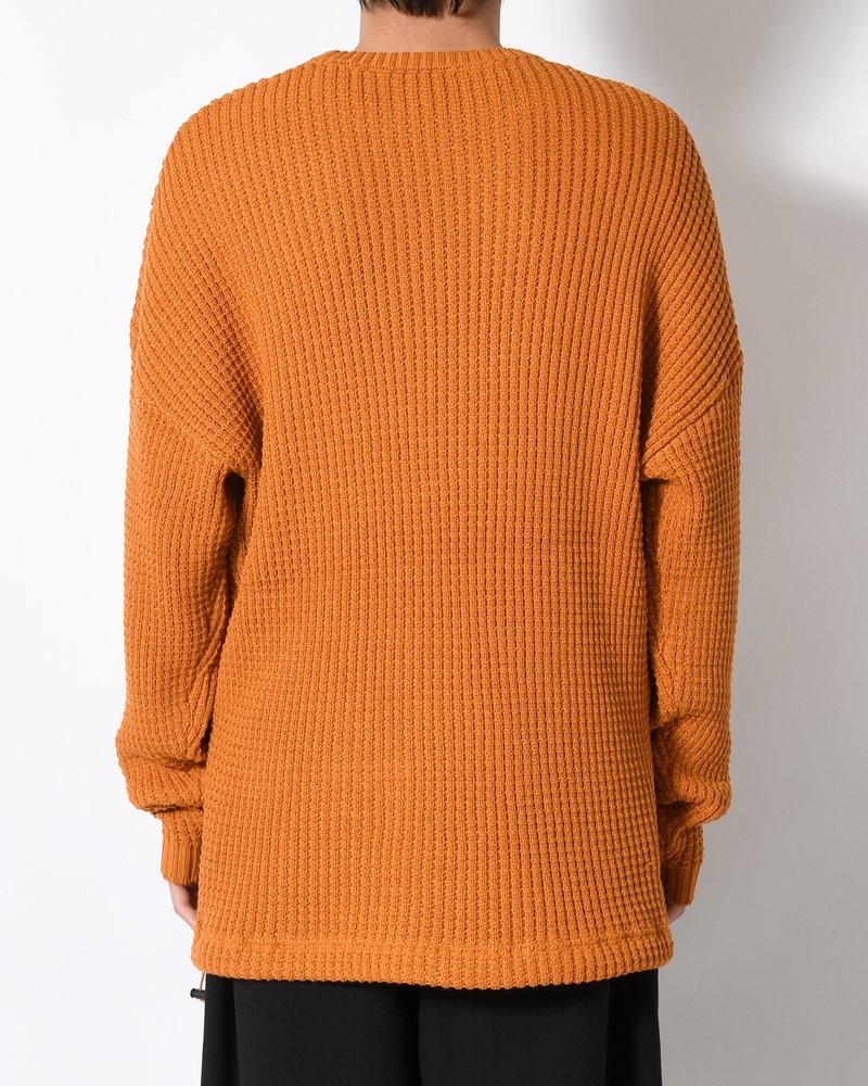 WAFFLE CREW KNIT -MUSTARD-