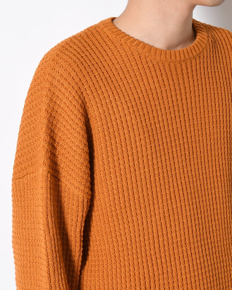 WAFFLE CREW KNIT -MUSTARD-