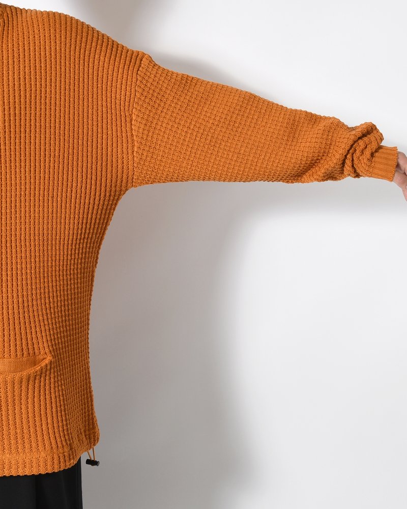 WAFFLE CREW KNIT -MUSTARD-