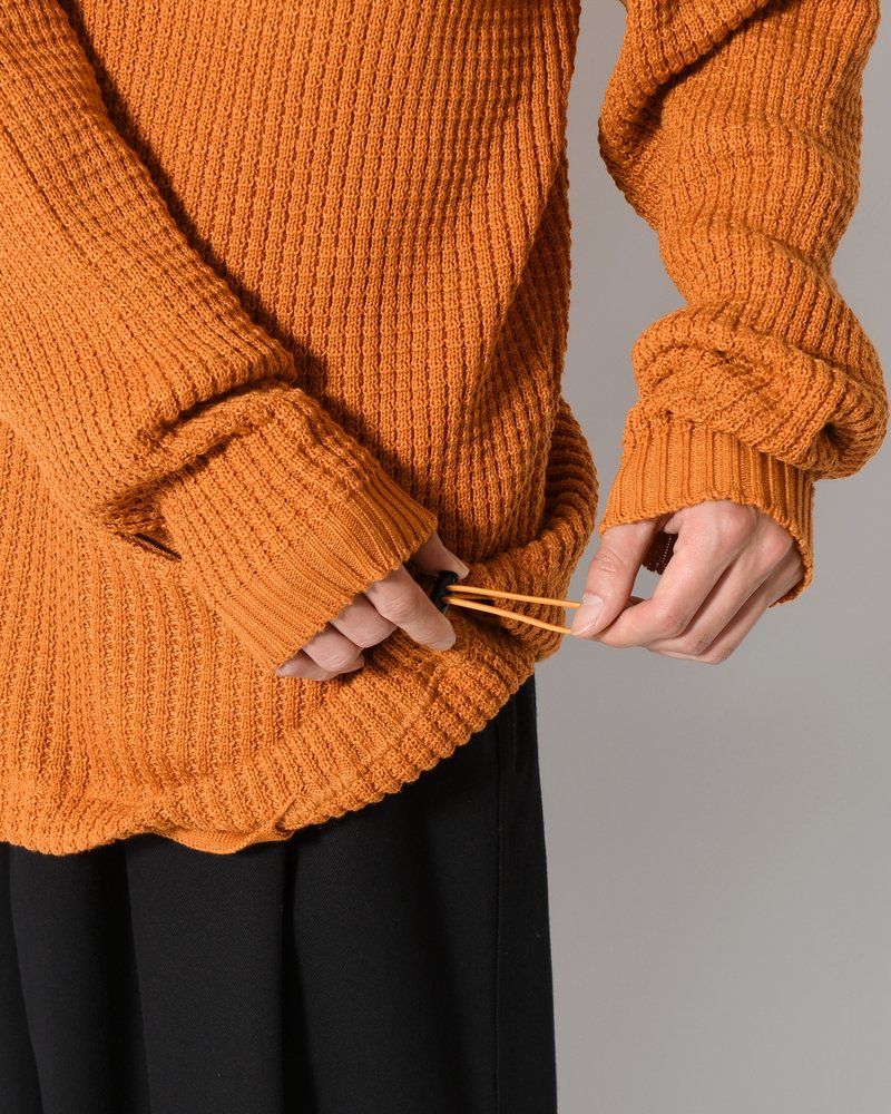 WAFFLE CREW KNIT -MUSTARD-