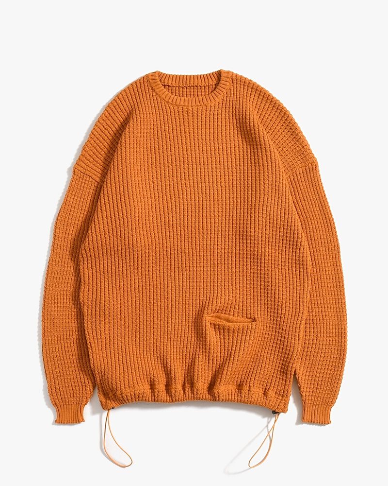 WAFFLE CREW KNIT -MUSTARD-
