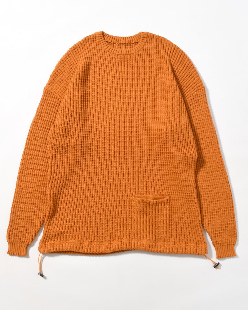 WAFFLE CREW KNIT -MUSTARD-
