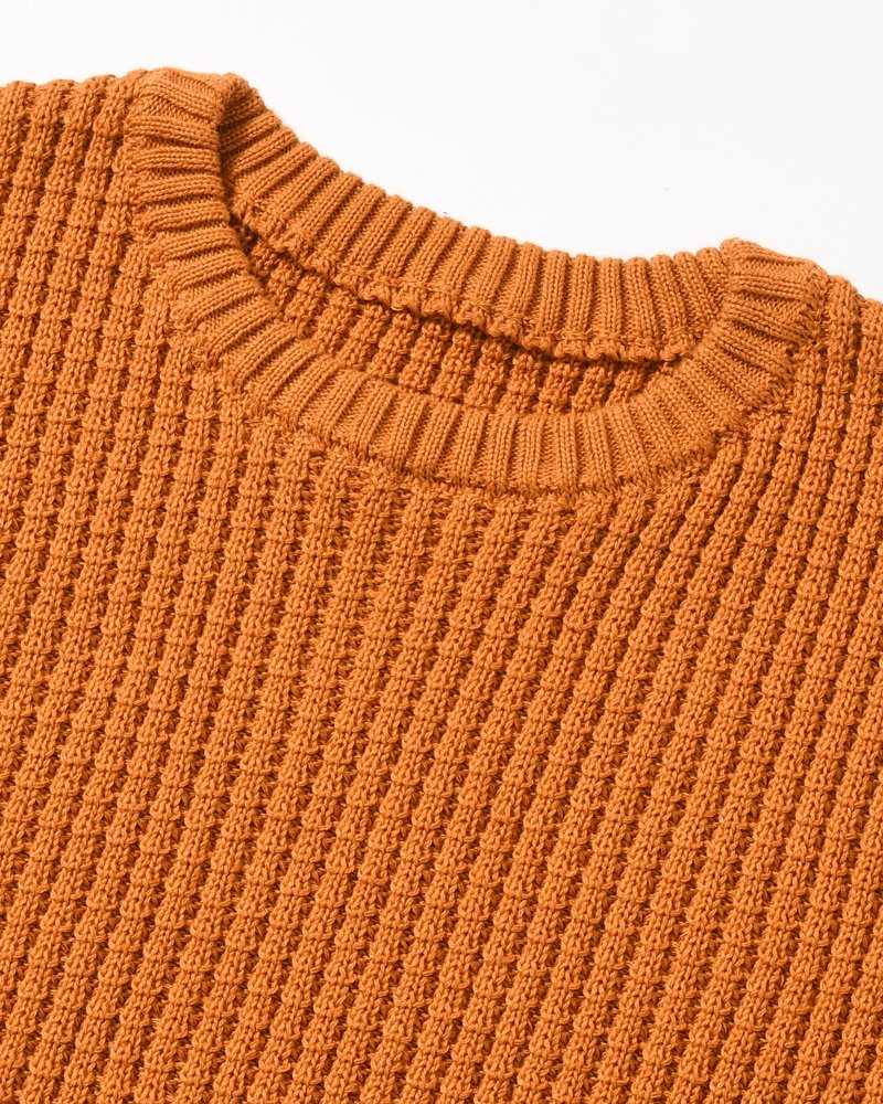 WAFFLE CREW KNIT -MUSTARD-