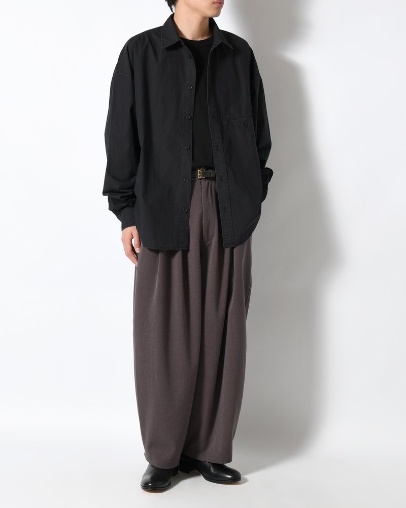 WIDE SLACKS -BROWN-