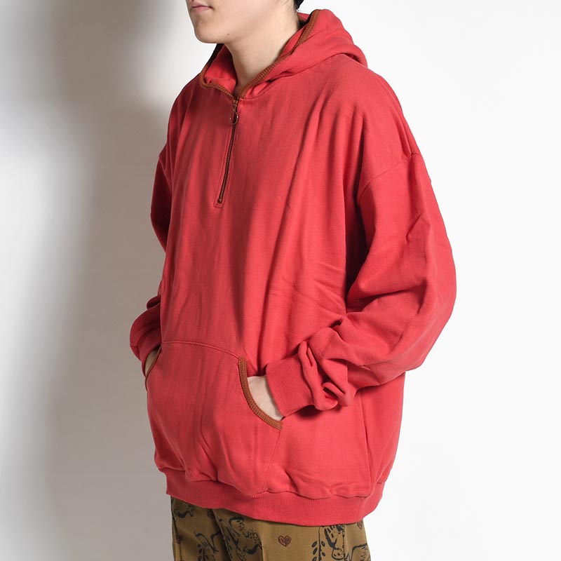 TALISMAN HALF ZIP SWEAT HOODIE -RED-