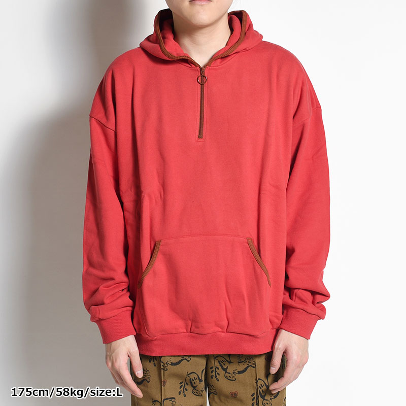 TALISMAN HALF ZIP SWEAT HOODIE -RED-