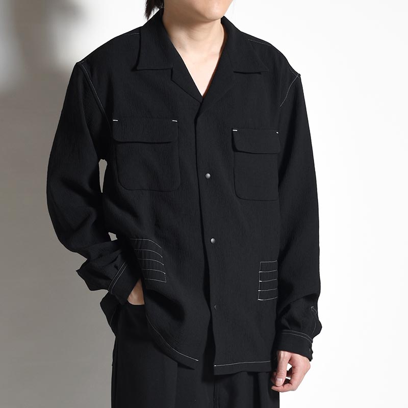 YOURYUU OPEN COLLAR SHIRT -BLACK-