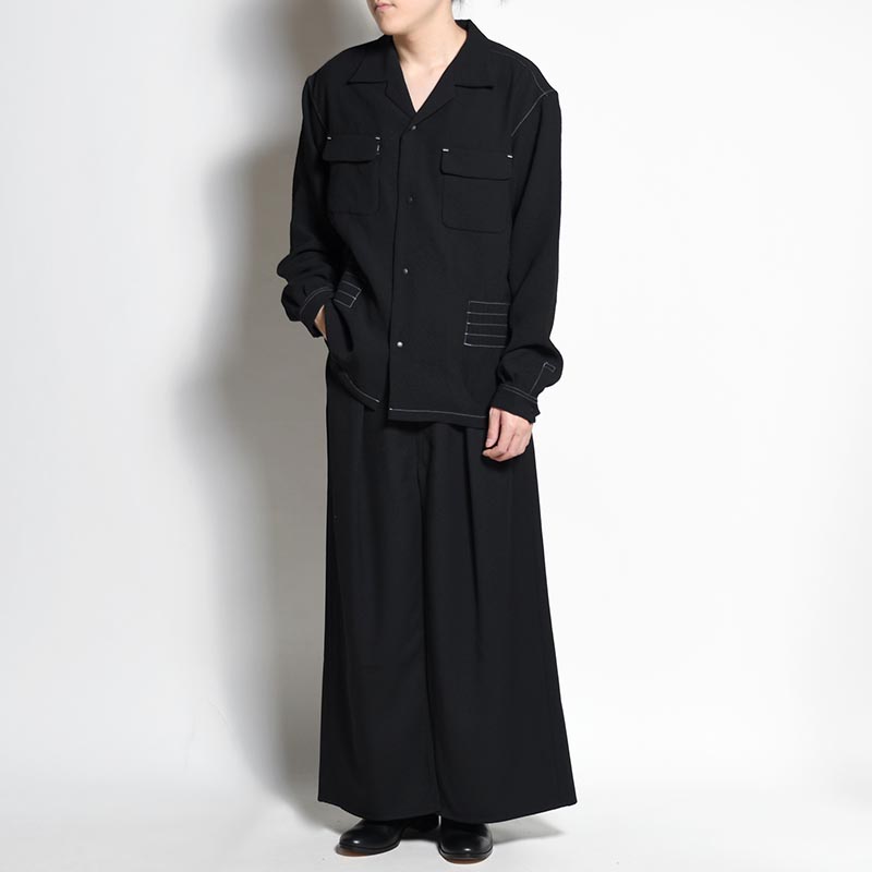 YOURYUU OPEN COLLAR SHIRT -BLACK-