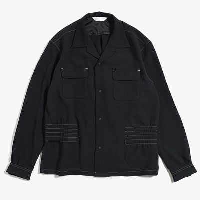 YOURYUU OPEN COLLAR SHIRT -BLACK-