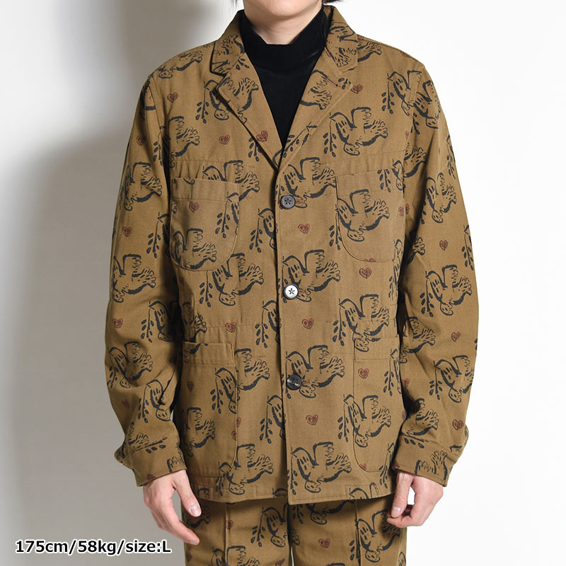 LAPEL JACKET "OLIVE BRANCH" -BROWN-