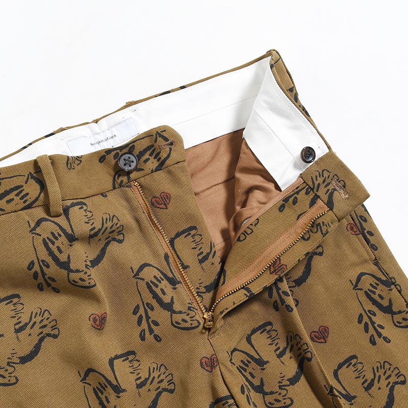 SEMI FLARE SLACKS "OLIVE BRANCH" -BROWN-