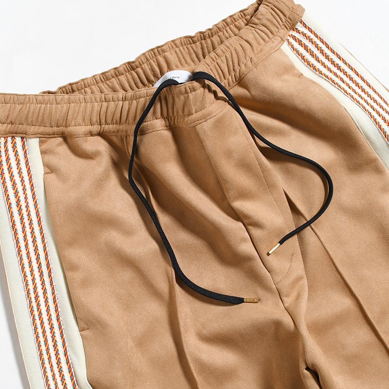 FAUX SUEDE FLARE TRACK PANTS -BEIGE-