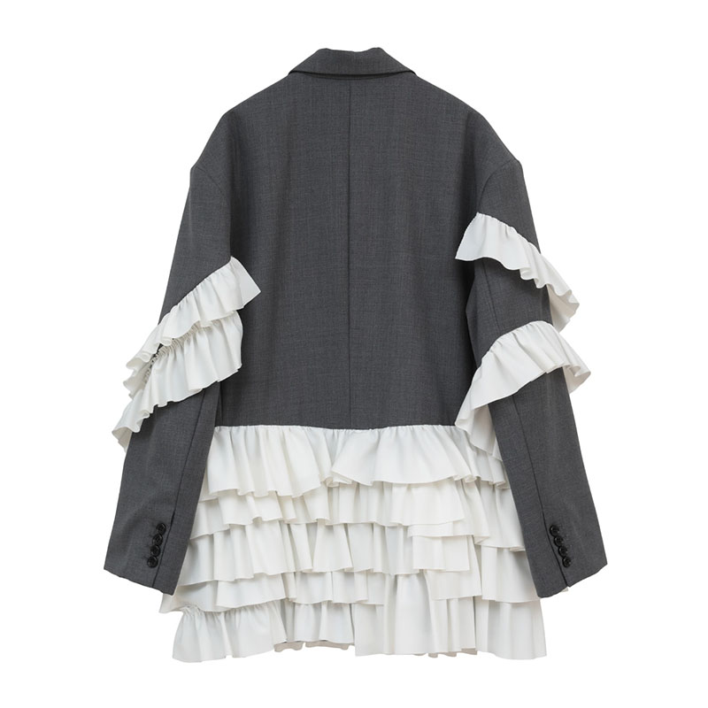 FRILLED TAILORED JKT -GRY-
