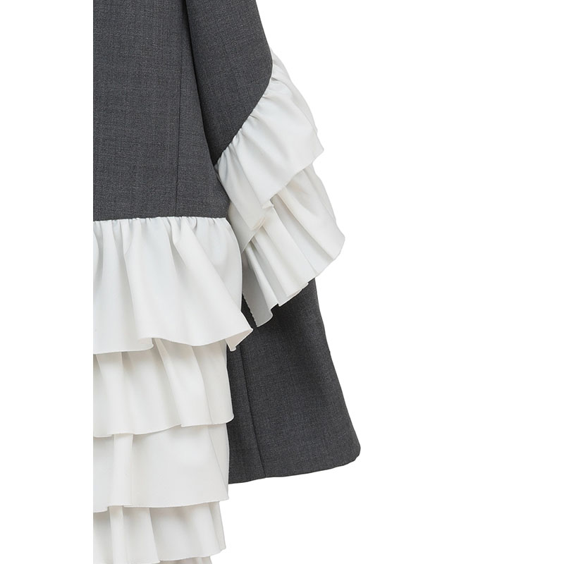 FRILLED TAILORED JKT -GRY-
