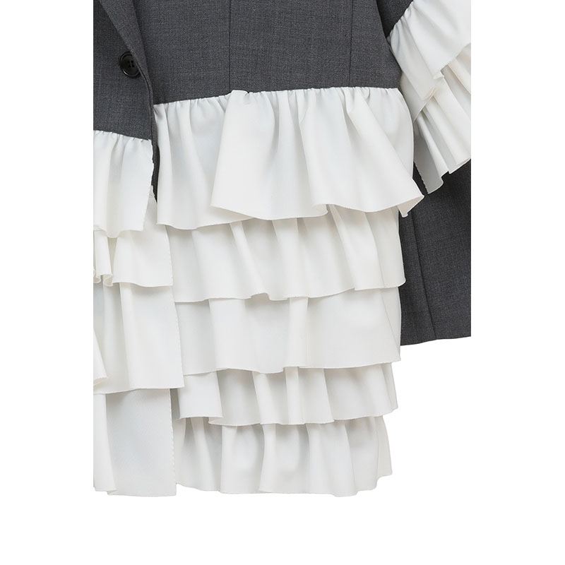 FRILLED TAILORED JKT -GRY-