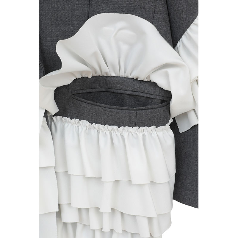 FRILLED TAILORED JKT -GRY-