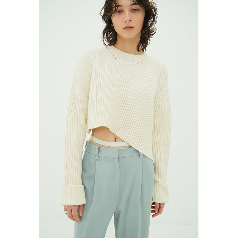 ASYMMETRY WIDE SHORT KNIT -2.COLOR-
